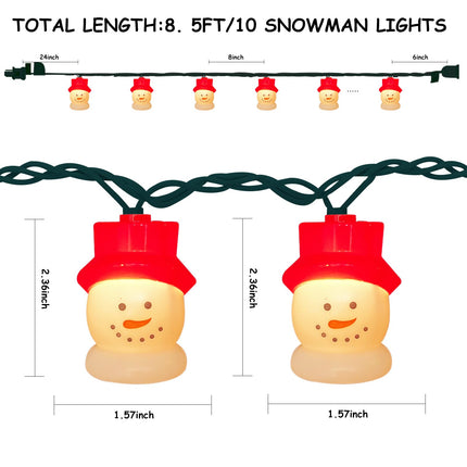 Abeja Christmas Snowman String Lights, 8.5Ft Christmas Santa Claus Decorations String Lights with 10 Santa Head Decorations Lights, Santa Fairy Lights for Christmas, Yard, Party, Xmas Tree Decor