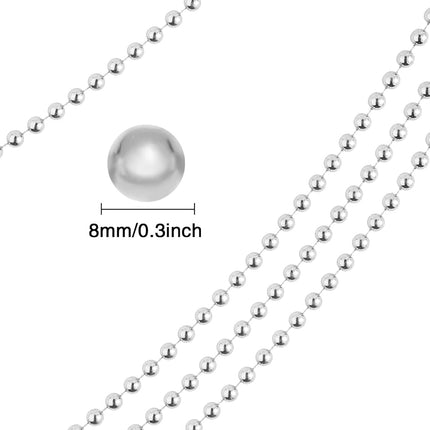 26 Feet Christmas Tree Beaded Garland Plastic Pearl Strands Chain Artificial Pearls Beads Trim Garland for Xmas Tree Holiday Wedding DIY Decoration Supplies (Silver)