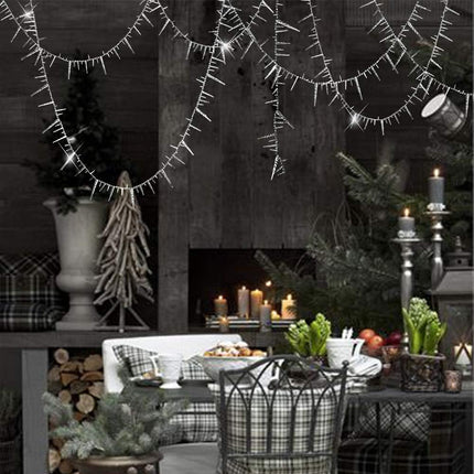 Decor365 3D Glitter Silver Icicle Garlands Banner Streamer for Christmas Party Decoration Year Ice Winter Wonderland Birthday Streamers Wedding Baby Shower