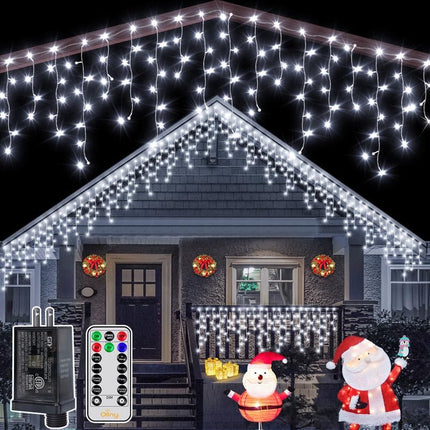Ollny Icicle Lights for Outside 486LED 40FT, Cool White Christmas Light with Remote 8Modes Timers Waterproof, Plug in Connectable Hanging Lights for Outdoor Indoor House Roof Holiday