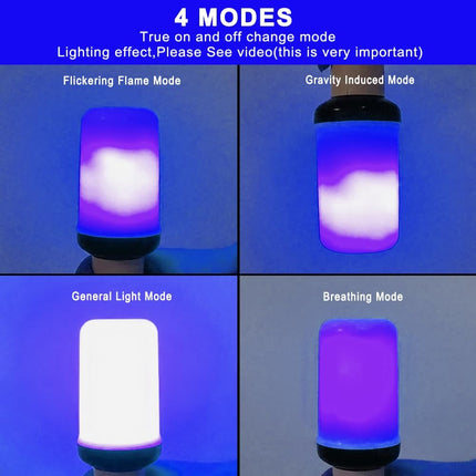 Bitrue LED Flame Light Bulbs, 4 Modes Blue Flame Effect Light Bulbs, E26 Base Fire Light Bulb with Gravity Sensor, Flickering Light Bulbs for/Home/Party Decor(Blue 2 Pack)