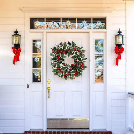9FT Christmas Garland with Lights,Pre-lit Artificial Red Berries & Holly Leaves Lighted Garlands,Indoor Outdoor Xmas Decor,Winter Home Year Mantle Fireplace Table Decortions
