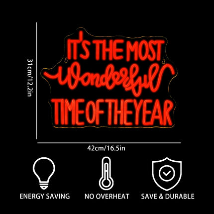 Christmas Neon Sign IT’s The most wonderful time of the year Led Neon Lights for Wall Decor Bar Light Up Signs for Bedroom Home Club Celebration Ceremony Wedding Birthday Party Decorations s