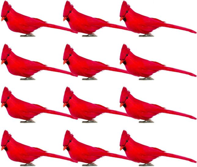 12 PCS 5.5 Inch Artificial Red Cardinal Birds Clip-Christmas Cardinal Birds Clip for Christmas Tree Ornament Decorations, Arts and Crafts