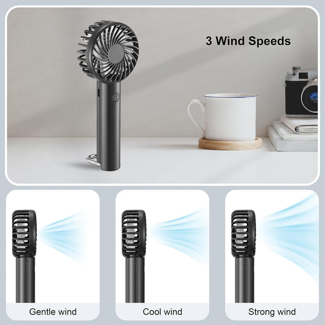 Etsfmoa Portable Handheld Fan With Bracket Buckle,2200 Mah Battery Rechargeable Personal Mini Fan,3 Speeds,Summer Kids Women Men