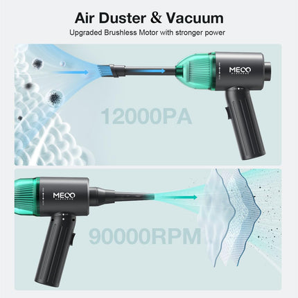 Meco Eleverde Mini Vacuum Cleaner & Compressed Air Duster, Wireless Handheld Vacuum With Brushless Motor 12000Pa High Power And Typec, For Car,Office And Home Cleaning