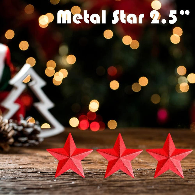 20 Pieces 2.3 Inch Metal Star, Barn Star for Home Decoration, Hanging Wall Decor for House, Iron Vintage Wall Arts and Crafts, Christmas Indoor Outdoor Decorations (Red)