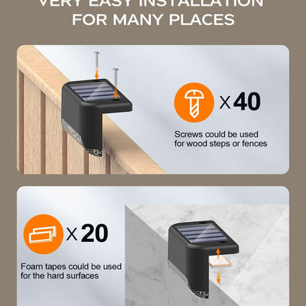 Deck Lights Solar Powered, 20 Pack Solar Deck Lights Outdoor Waterproof Led，Step Lights Solar Powered Used Outside, Solar Lights