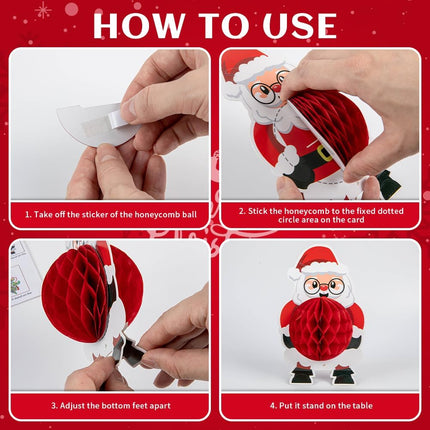 13PCS Christmas Party Decorations, Christmas Honeycomb Centerpieces for Tables, Xmas 3D Table Decorations with Santa Claus Snowman for Merry Christmas Party Supplies Indoor Home Holiday Sign