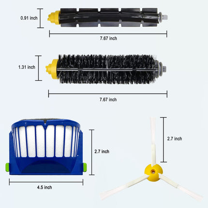 9 Pack Parts Accessories For Irobot Roomba 600 500 Series 694 675 676 692 695 677 671 655 645 690 680 660 650 620 614 595 585 564 Robot, 4 Filter 4 Side Brush 1Bristle&1Beater Brush