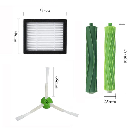 Parts Compatible With Irobot Roomba I, E & J Series I7 I7+ I2 I3 I3+ I4 I4+ I6 I6+ I8 I8+Plus J6+ J7 E5 E6 E7, 1 Set Of Multisurface Rubber Brushes, 6 Hepa Filters, 6 Side Brushes