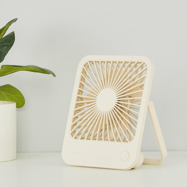 Jisulife Desk Fan Battery Rechargable Fan，4500Mah 180°Foldable Portable Personal Fan, 4 Speeds Adjustable Long BatteryLife