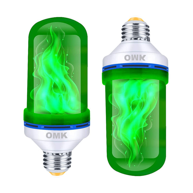 OMK - Christmas Decorations LED Flame Effect Light Bulbs - est d 4 Modes Green Fire Simulated Lamps - Holiday/Christmas s/Indoor/Outdoor Decoration Lights (2Pack)