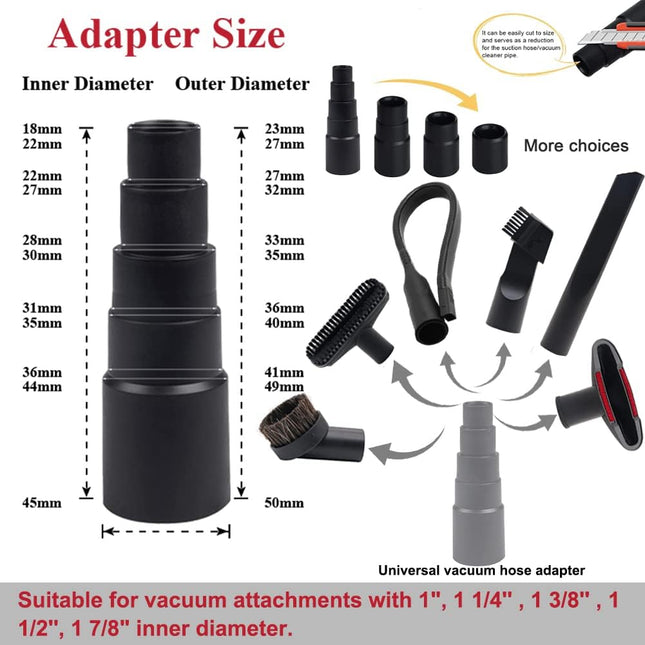 8 Pcs Vacuum Attachments For Shop Vac Accessories 2 12 To 1 14 And 1 78 To 1 Universal Vacuum Hose Adapter, 1 14 Vacuum Brush Crevice Tool Vacuum Cleaner Accessories