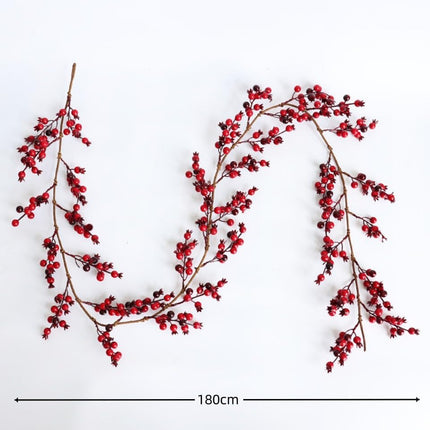 5.9 FT Christmas Red Berry Garland, Artificial Red and Burgundy Berry Christmas Garland for Indoor Outdoor Home Fireplace Decoration for Winter Holiday Year Decor (Burgundy)