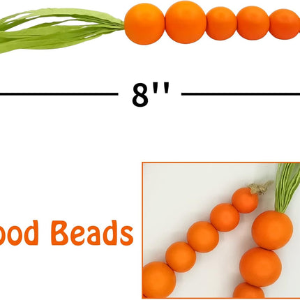 Beaded Carrot Spring Wood Tiered Tray Decorations Easter Beaded Garland Farmhouse Home Decors, 3 PCS