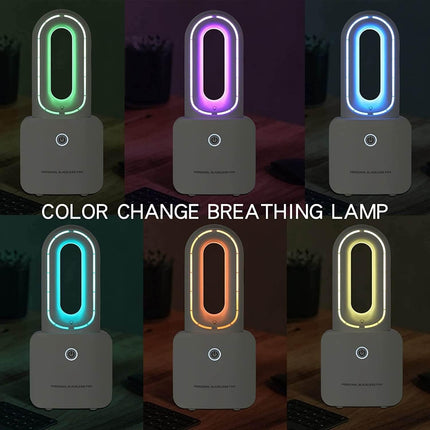 Desk Fan Small Bladeless Personal Fan Quiet Mini Table Fan 12'' Touch Control 4000Mah Rechargeable Portable Fan With 6Colors Led