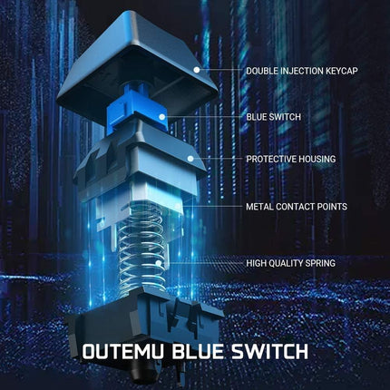 Gaming Mechanical Keyboard K660, RGB Side LED and Backlit Keyboard USB Wired Computer Keyboard with OUTEMU Blue Switches, 104 Full Key-Rollover, Anti Ghosting Keyboard with IP42 Splash-Proof