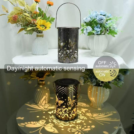 Butterfly Lanterns Outdoor Waterproof Christmas Hanging Solar Lights Rose for Women Men Metal Christmas Decoration Lanterns for Yard, Patio, Lawn, Tabletop, Pathway, Landscape, Garden Decor,Butterfly