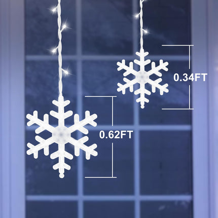 PEMOTech Christmas Snowflake Lights Ourdoor with【Remote】, 20.67ft 264LED Connectable Icicle Light for Outside with【Memory Funtion】,22 Drops,8 Modes,IP65 Waterproof for Garden,Eaves Window,Xmas Decor