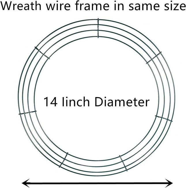 3 Pack Dark Green Christmas Wire Wreath Frame 14 Inch Round DIY Craft Decoration Wire Wreath for Christmas Wedding Holidays Valentines Garden Home Party Decorations
