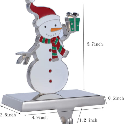 Christmas Stocking Holder Set of 4 Metal Christmas Stocking Hangers for Fireplace-Xmas Deer Snowman Tree Santa Stocking Holder for Mantel,Mantel Hooks/Clips for Stocking Fireplace Topper