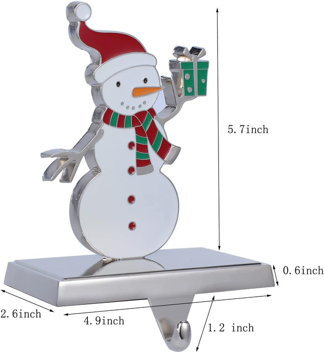 Christmas Stocking Holder Set of 4 Metal Christmas Stocking Hangers for Fireplace-Xmas Deer Snowman Tree Santa Stocking Holder for Mantel,Mantel Hooks/Clips for Stocking Fireplace Topper