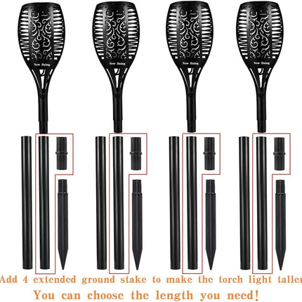 4PCs Solar Torch Lights Outdoor, 43 inch 96 LED, Waterproof Landscape Garden Pathway Light with Vivid Dancing Flickering Flames, with Auto On/Off Dusk to Dawn, for Christmas Lights Decoration