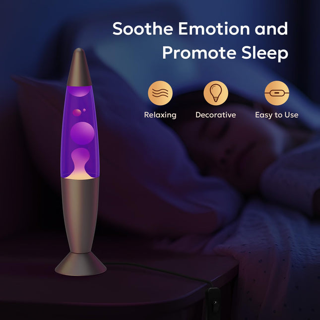13.5 Inch Liquid Motion Lamp for Kids Adults Blue Purple Volcano Lamp Relaxing Night Light Table Desk Lamp Small for Bedroom, Living Room, Hallway Classic Retro Nightlight for Christmas, Birthday
