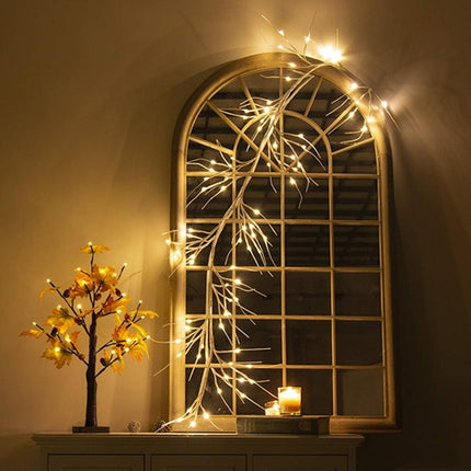 Vanthylit Lighted Christmas Garland, 6 FT White Birch Garlands with 48 LED Warm White Lights, Waterproof Outdoor White Twig Branch Garland Plug in Xmas Decoration for Bedroom Fireplace Mantle Mantel