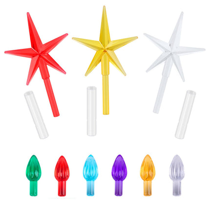 Ceramic Christmas Tree Replacement Lights Bulbs, Flame Shape Light up Artcraft Accessories for Ceramic Tree, Multicolor Medium Twist Light Ornaments, 120Pcs + 3 Star