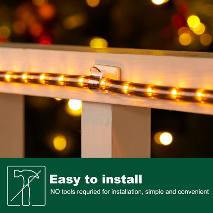 Brightown Clear Light Clips - Strongly Sticky with 50-Clips, 60-Stickers Christmas Light Clips, UV-Resistant Material, Decorate Damage- Cable Clips for Indoor Outdoor String Lights