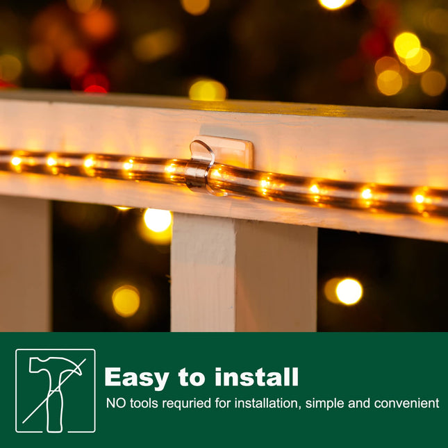 Brightown Clear Light Clips - Strongly Sticky with 50-Clips, 60-Stickers Christmas Light Clips, UV-Resistant Material, Decorate Damage- Cable Clips for Indoor Outdoor String Lights