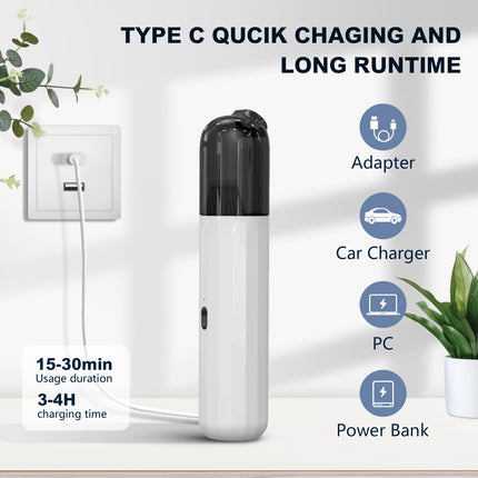 Car Vacuum, Portable Handheld Vacuum Cleaner With 20000Pa High Power, 4 In 1 Compact Vacuum For Carhome Cleaning, Up To 30 Mins Runtime Electric Mini Vacuum With 3 Nozzles