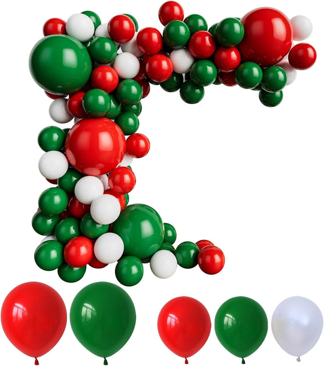 Red Green and White Balloon Garland for Birthday Baby Shower Wedding Graduation Christmas Party Decoration