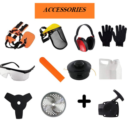 Brushcutter Kit - High Strength Long Handle Multi - Functional Chainsaw 63cc 5 in 1 and Cultivator, 6 Point Disc, 2 Point Blade, Battery-Powered Brushcutter - Gardening Tools - Lawn Mower