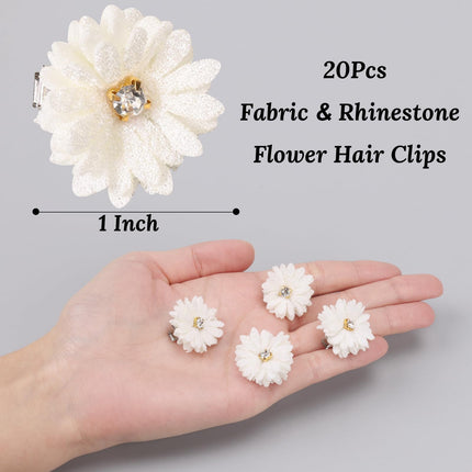 10pcs Fabric Flower Hair Clips Set Solid Color Rhinestone Center Party & Daily Wear ÃƒÂ¢Ã¢â€šÂ¬Ã¢â‚¬Å“ White Chinese Style Bridal Headwear