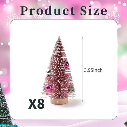 Mini Snow Frost Trees Mini Christmas Tree Plastic Winter Snow Ornaments Tabletop Trees for Holiday Party DIY Room Decor Home Table Top Christmas Decoration Diorama Models 4“ 8 Pcs