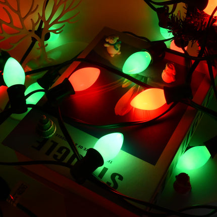 25 Pack C7 Christmas Red and Green Lights Replacement Ceramic Bulbs, Christmas Red Light Bulbs Green Light Bulbs for Christmas Day、Party and Wedding Decoration, E12 Candelabra Base, 5 Watts