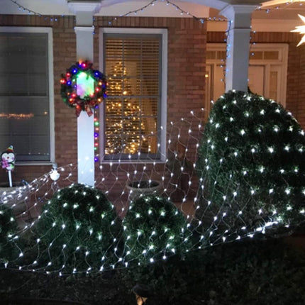Net Mesh Waterproof String Lights, 200 Light Bulbs, 8 Lighting Modes, for Indoor Outdoor, Curtain, Christmas Tree, Bush, Party, Wedding, Fairy, Wall Decoration (9.8 ft x 6.6 ft, Cool White)