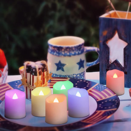 6 Pack USB Rechargeable Flameless Tea Lights Color Changing with Remote & Timer LED Fake Votive Candles Tealight with USB Cable, Halloween Party Christmas Table Decor