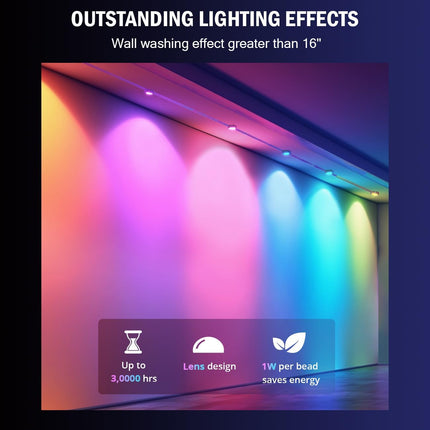wowlite Permanent Outdoor Lights, 100FT Smart RGB Outdoor Lights with 63 Scene Modes, Waterproof Outside Decoration Lights with 72 LED Eaves Lights for Halloween Christmas Party Holiday