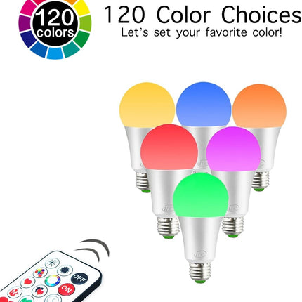 ILC LED Color Changing Light Bulb, 120 Colors, 5700K Daylight White, 70 Watt Equivalent with Remote Control RGBW RGB Daylight and White – Timing Function - A19 E26 Edison Screw (2 Pack)