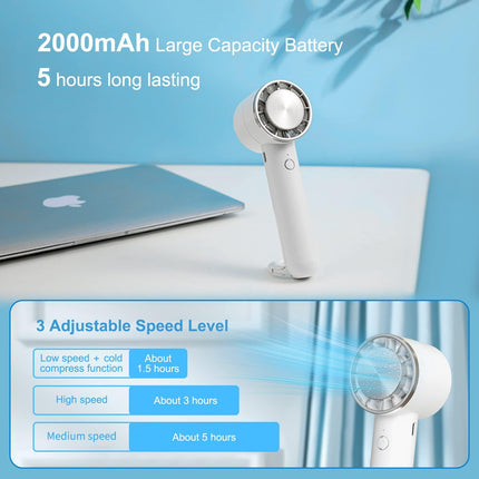 Handheld Cooling Fan, Upgrade Portable Fan With Cold Compress Function, 3 Speeds Adjustable Rechargeable Usb Mini Face Fan