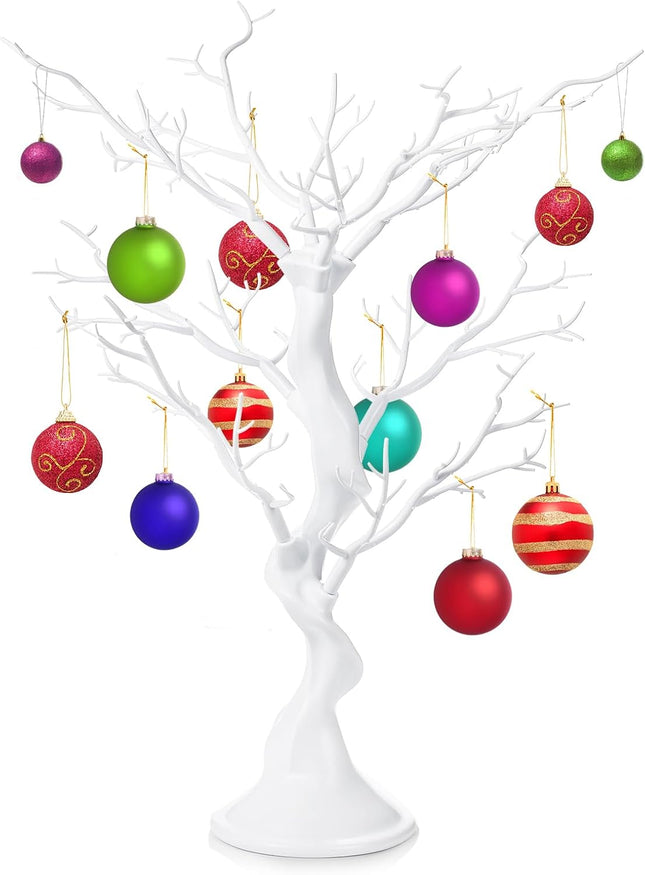 Christmas Artificial Tree Branch, 23 Inch White Manzanita Wedding Centerpiece, Decorative Ornament Display Tree, Tabletop Artificial Tree for Christmas Birthday Party Home Decor