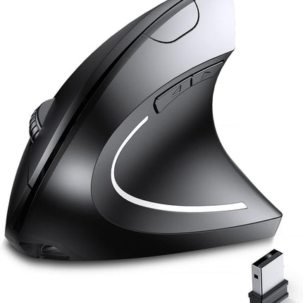 Ergonomic Mouse Wireless,Rechargeable Vertical Mouse with USB Receiver,6 Buttons 800/1200/1600 Computer Mouse for Laptop PC(Right Hand,Black)