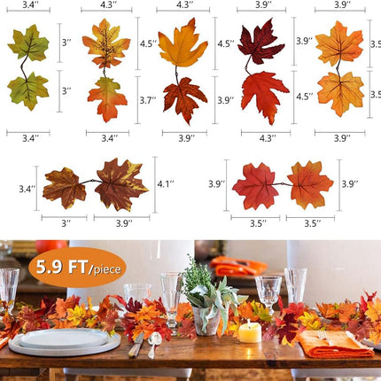 4 Pack Fall Garland Maple Leaf, 5.9Ft/Piece Hanging Vine Garland Artificial Autumn Foliage Garland Decor for Home Thanksgiving Halloween Party Christmas Decorations