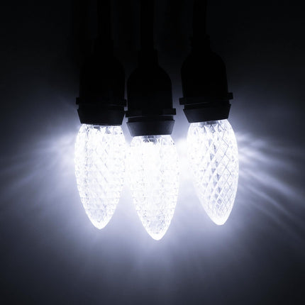 Meconard C9 Led Replacement Christmas Light Bulbs, C9 Shatterproof Led Bulbs for Christmas Indoor Outdoor String Lights, E17 Intermediate Base, Commercial Grade Holiday Bulbs, Cool White, 50Pack