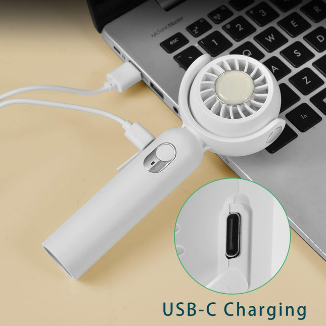 Mini Wearable Handheld Fan Battery Operated Small Portable Neck Fan Speed Adjustable UsbC Rechargeable Powerful Eyelash Fan Pink
