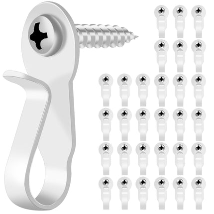 36 Pack Light Hanger Hooks, White Stainless Steel Screw in Hooks for Hanging Outdoor Lights, Christmas Light Hooks, Small Screw Hooks for Hanging Patio Light, Holiday Decor, Wind Chimes